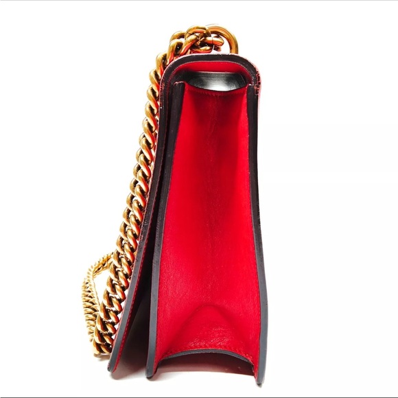 Authentic limited Edition GUCCI Red Leather Web Peony Eye Chain Shoulder Bag - Picture 11 of 17